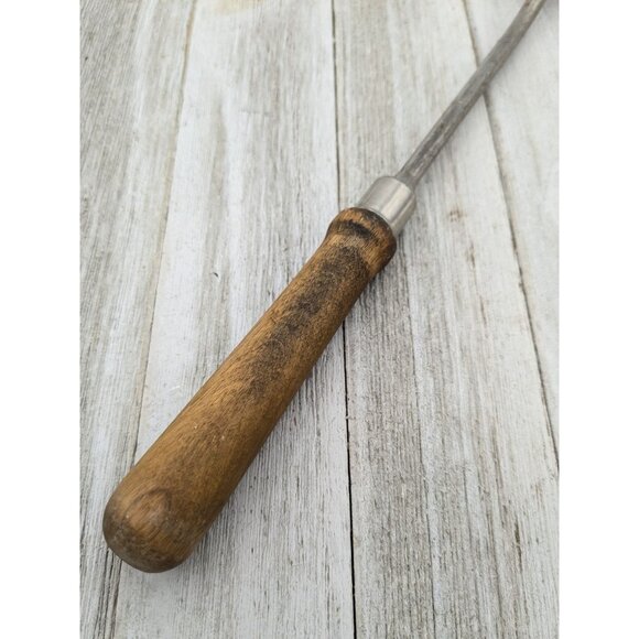 Vintage A&J Solid Meat Utility Fork #1 Wood Handle 12 3/4" - Picture 6 of 8